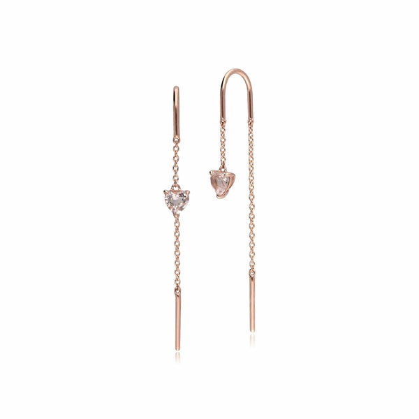 gemondo Morganite Heart Threader Earrings in 9ct Rose Gold
