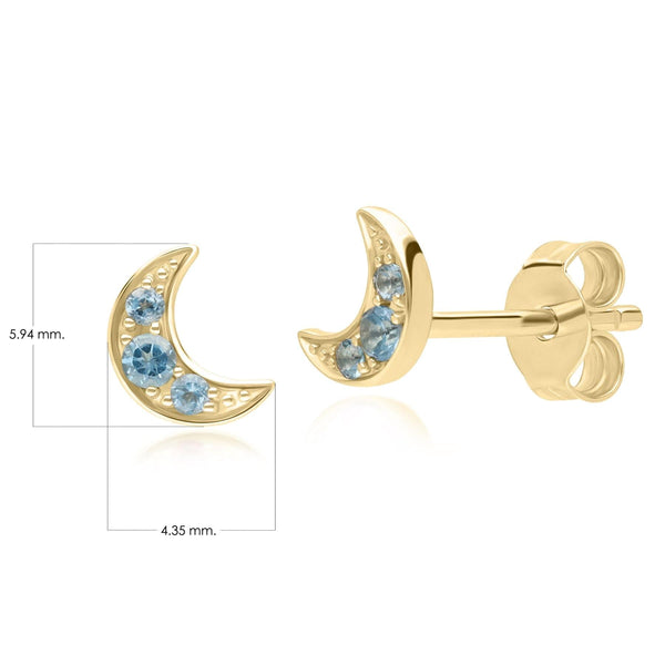 Gemondo Night Sky London Blue Topaz Moon Stud Earrings In 9ct Yellow Gold