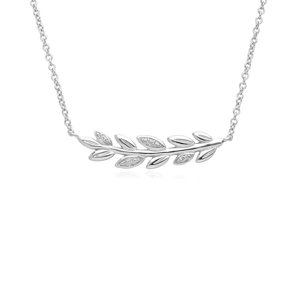 Gemondo O Leaf Diamond Necklace & Ring Set In 9ct White Gold