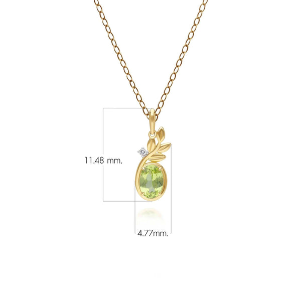 Gemondo O Leaf Peridot & Topaz Pendant In 9ct Yellow Gold