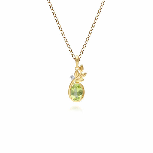 gemondo O Leaf Peridot & Topaz Pendant In 9ct Yellow Gold