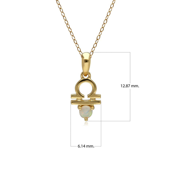Gemondo Opal Libra Zodiac Charm Necklace In 9ct Yellow Gold