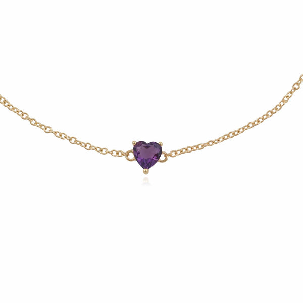 Gemondo Petite Heart Amethyst Bracelet In 9ct Yellow Gold