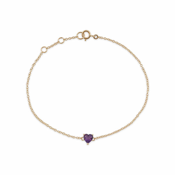 gemondo Petite Heart Amethyst Bracelet in 9ct Yellow Gold