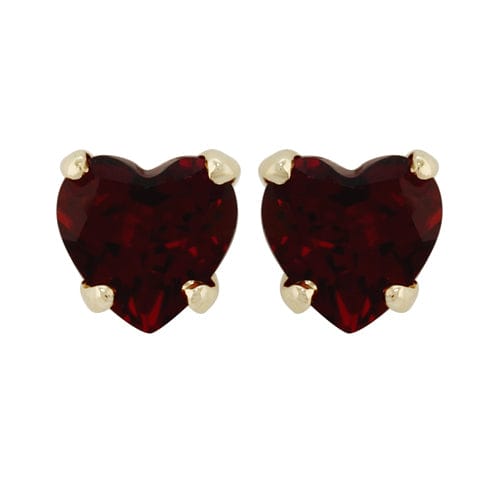 gemondo Petite Heart Garnet Stud Earrings in 9ct Yellow Gold