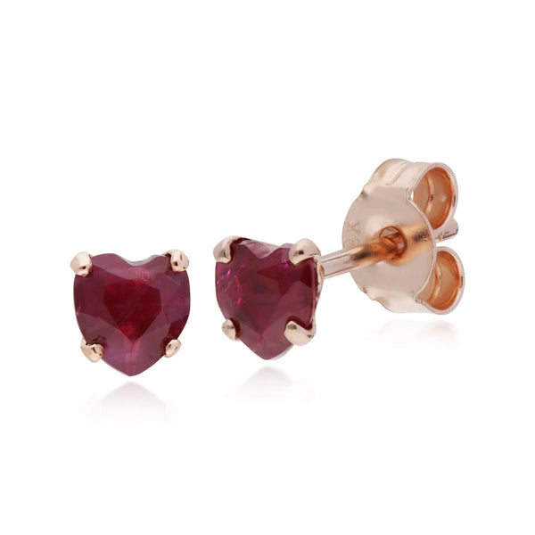 gemondo Petite Heart Ruby Stud Earrings in 9ct Rose Gold