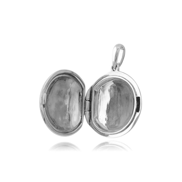 Gemondo Rennie Mackintosh Round Marcasite Rose Locket Pendant In 925 Sterling Silver