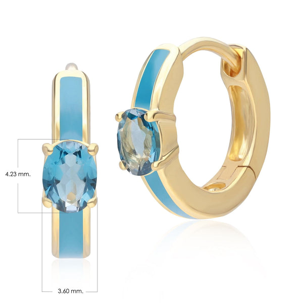 Gemondo Siberian Waltz Blue Enamel & London Blue Topaz Hoop Earrings In Gold Vermeil