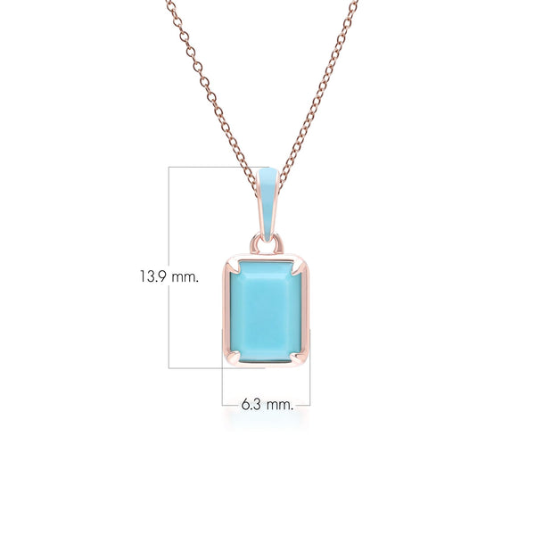 Gemondo Siberian Waltz Blue Enamel & Octagon Turquoise Pendant Necklace In Rose Gold Vermeil