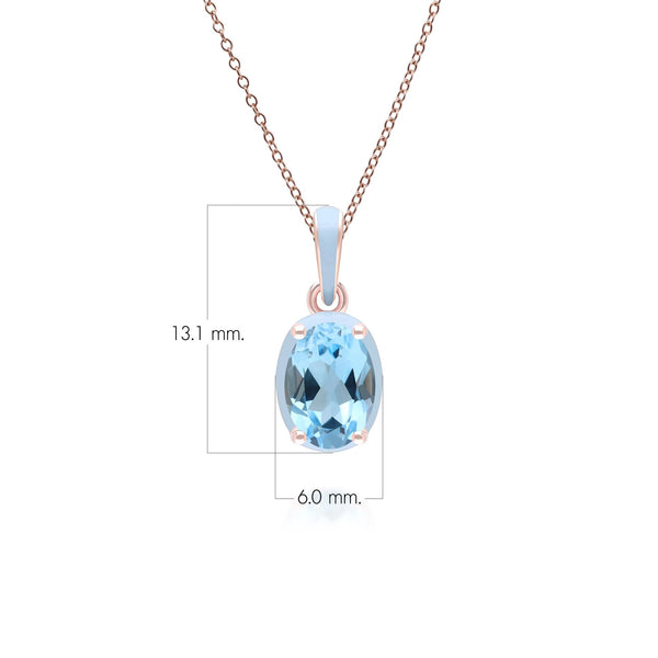 Gemondo Siberian Waltz Blue Enamel & Oval Sky Blue Topaz Pendant Necklace In Rose Gold Vermeil