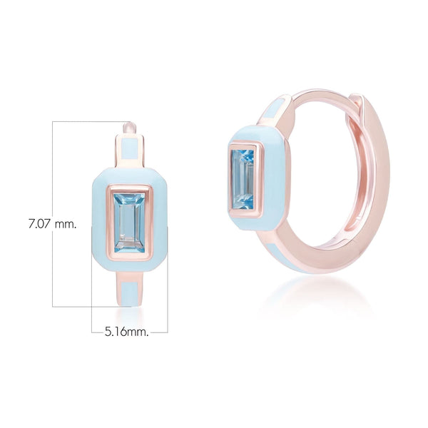 Gemondo Siberian Waltz Blue Enamel & Swiss Blue Topaz Hoop Earrings In Rose Gold Vermeil