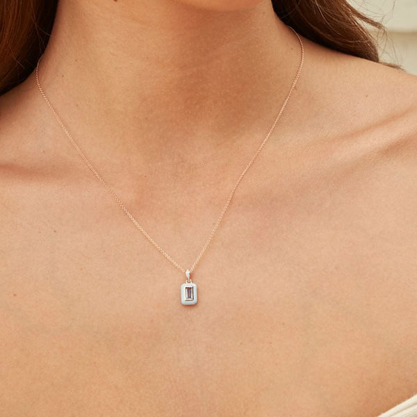 Gemondo Siberian Waltz Blue Enamel & Swiss Blue Topaz Pendant In 18ct Rose Gold Plated Sterling Silver