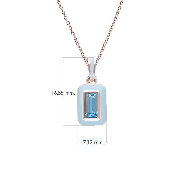 Gemondo Siberian Waltz Blue Enamel & Swiss Blue Topaz Pendant In 18ct Rose Gold Plated Sterling Silver