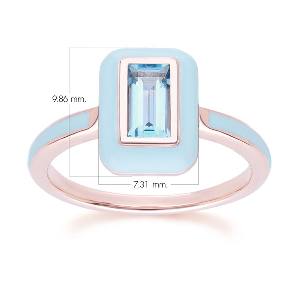 Gemondo Siberian Waltz Blue Enamel & Swiss Blue Topaz Ring In 18ct Rose Gold Plated Sterling Silver