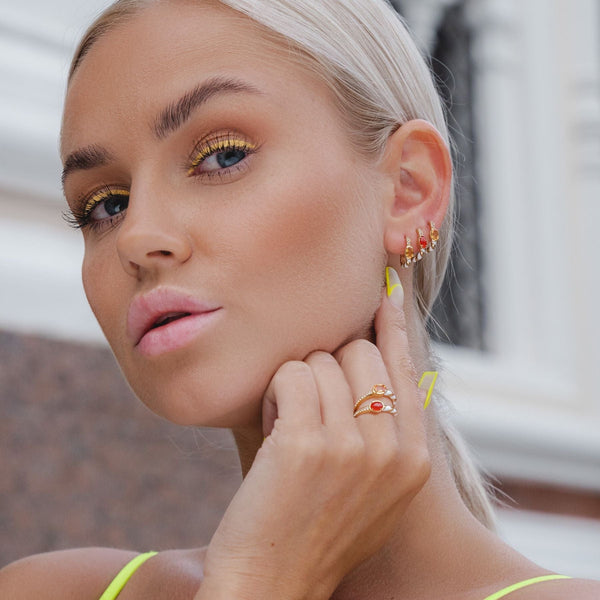 Gemondo Siberian Waltz Carnelian & White Topaz Ring In Gold Plated Sterling Silver