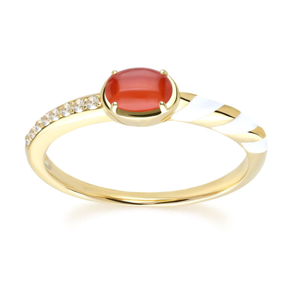 Gemondo Siberian Waltz Carnelian & White Topaz Ring In Gold Plated Sterling Silver