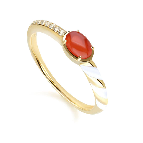 gemondo Siberian Waltz Carnelian & White Topaz Ring in Gold Plated Sterling Silver