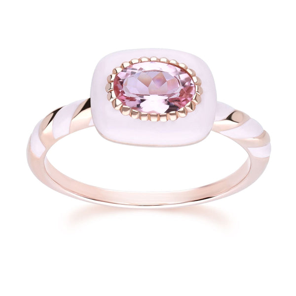 Gemondo Siberian Waltz Enamel & Pink Tourmaline Ring In Rose Gold Plated Sterling Silver