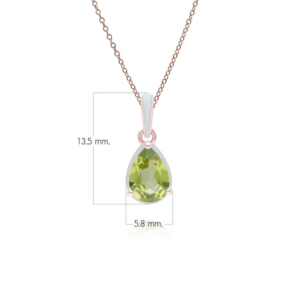 Gemondo Siberian Waltz Green Enamel & Pear Peridot Pendant Necklace In Rose Gold Vermeil