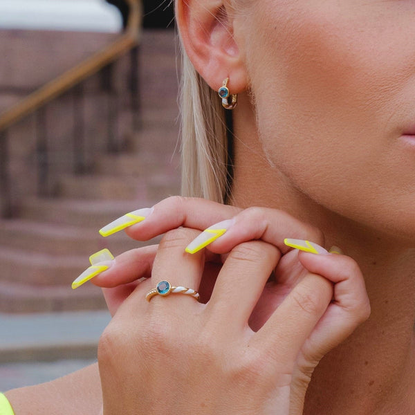 Gemondo Siberian Waltz London Blue Topaz Square Hoop Earrings In 9ct Gold