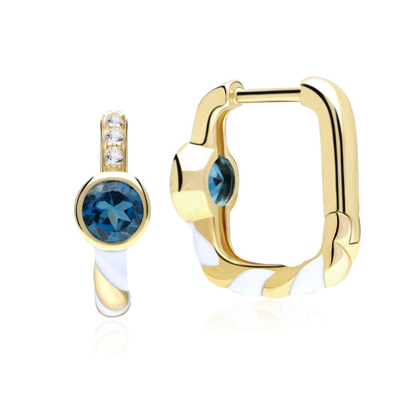 Gemondo Siberian Waltz London Blue Topaz Square Hoop Earrings In 9ct Gold