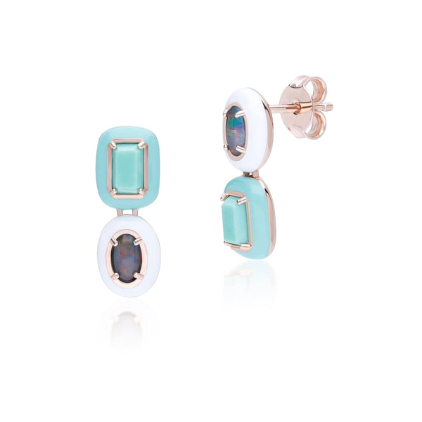 gemondo Siberian Waltz Triplet Opal & Turquoise Drop Earrings In Sterling Silver