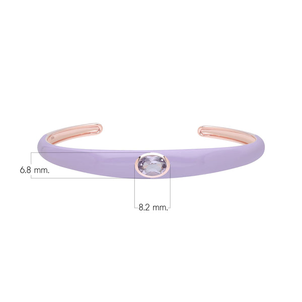 Gemondo Siberian Waltz Violet Enamel & Octagon Amethyst Bangle In Rose Gold Vermeil
