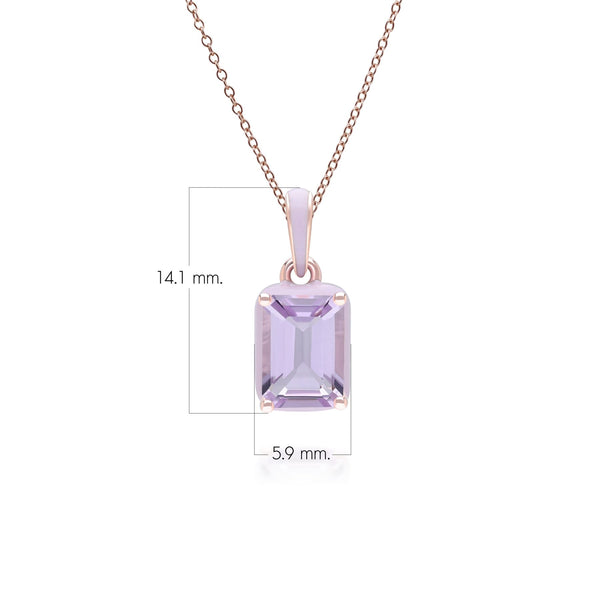 Gemondo Siberian Waltz Violet Enamel & Octagon Amethyst Pendant Necklace In Rose Gold Vermeil