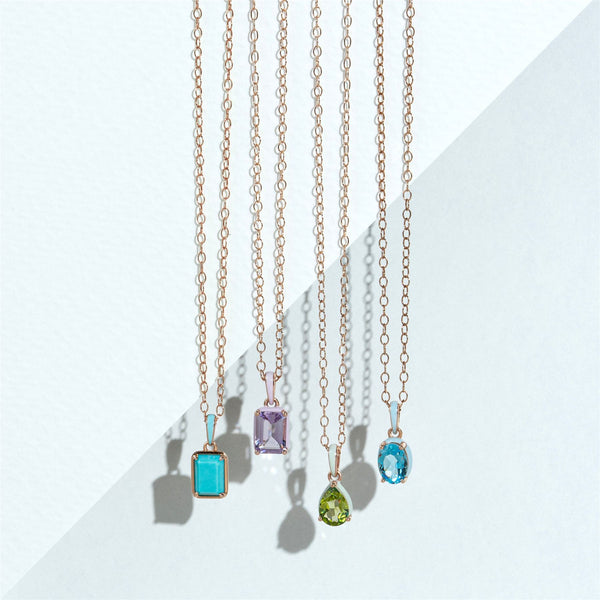 Gemondo Siberian Waltz Violet Enamel & Octagon Amethyst Pendant Necklace In Rose Gold Vermeil