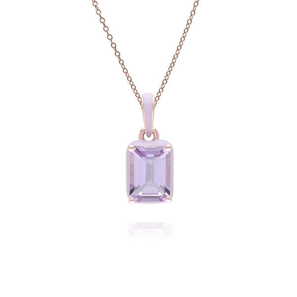 gemondo Siberian Waltz Violet Enamel & Octagon Amethyst Pendant Necklace In Rose Gold Vermeil