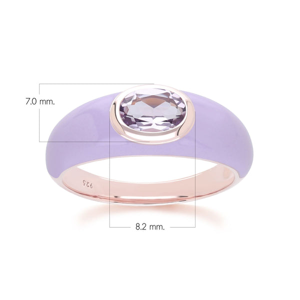 Gemondo Siberian Waltz Violet Enamel & Octagon Amethyst Ring In Rose Gold Vermeil