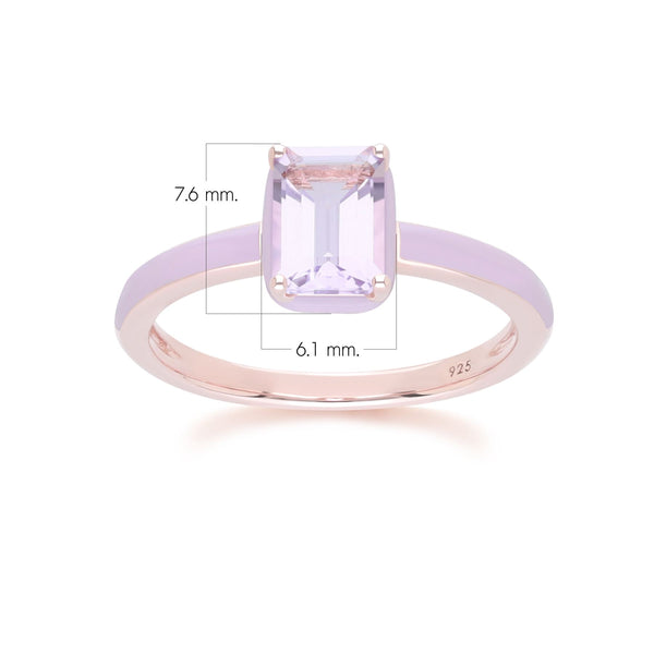 Gemondo Siberian Waltz Violet Enamel & Octagon Pink Amethyst Ring In Rose Gold Vermeil