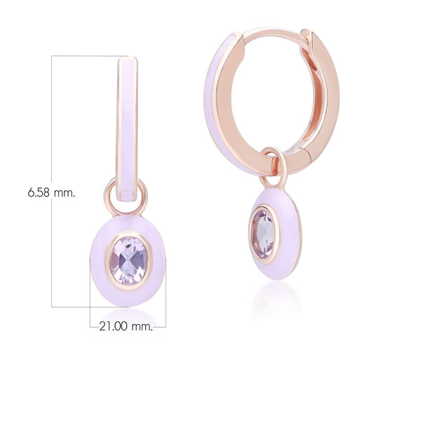 Gemondo Siberian Waltz Violet Enamel & Pink Amethyst Hoop Earrings In 18ct Rose Gold Plated Sterling Silver