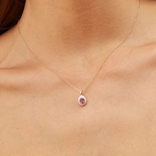 Gemondo Siberian Waltz Violet Enamel & Pink Amethyst Pendant In Rose Gold Vermeil