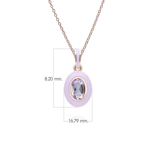 Gemondo Siberian Waltz Violet Enamel & Pink Amethyst Pendant In Rose Gold Vermeil