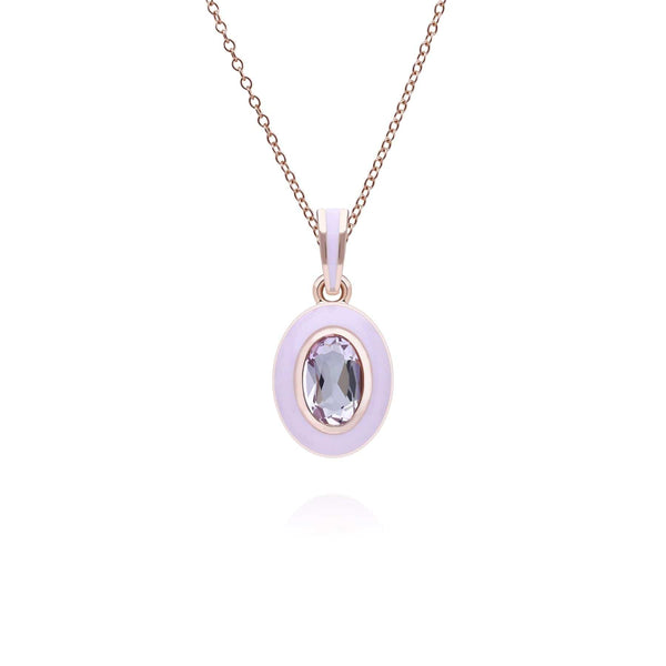 gemondo Siberian Waltz Violet Enamel & Pink Amethyst Pendant In Rose Gold Vermeil