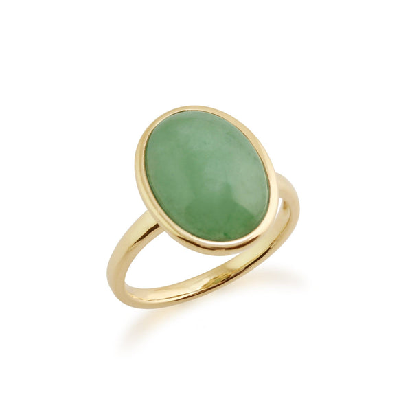 gemondo Statement Oval Jade Ring in 9ct Yellow Gold
