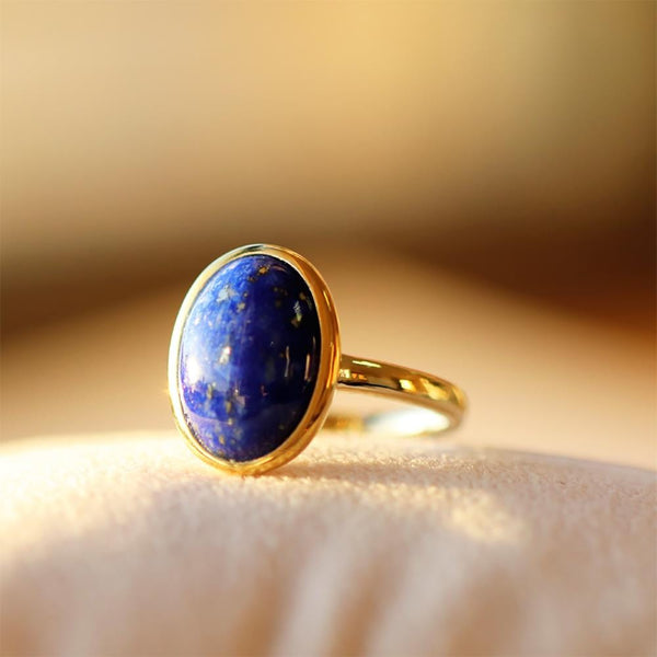 Gemondo Statement Oval Lapis Lazuli Ring In 9ct Yellow Gold