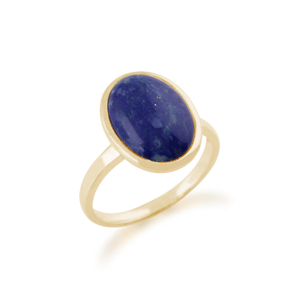 Gemondo Statement Oval Lapis Lazuli Ring In 9ct Yellow Gold
