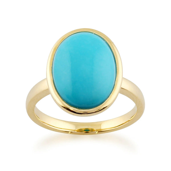 gemondo Statement Oval Turquoise Ring in 9ct Yellow Gold