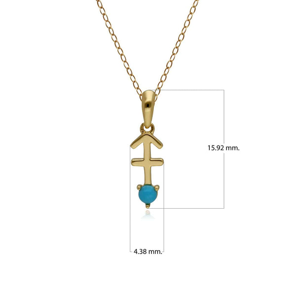 Gemondo Turquoise Sagittarius Zodiac Charm Necklace In 9ct Yellow Gold