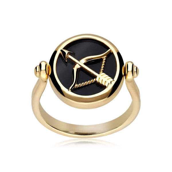 Gemondo Zodiac Black Onyx Sagittarius Flip Ring In 18ct Gold Plated Silver