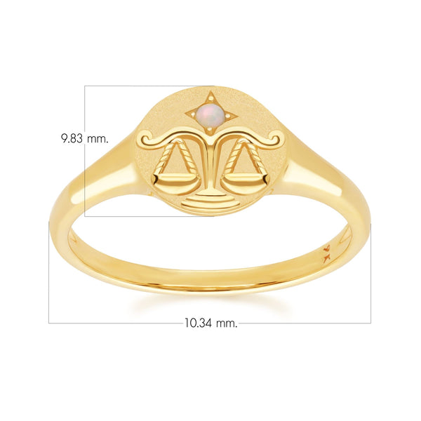 Gemondo Zodiac Opal Libra Signet Ring In 9ct Yellow Gold