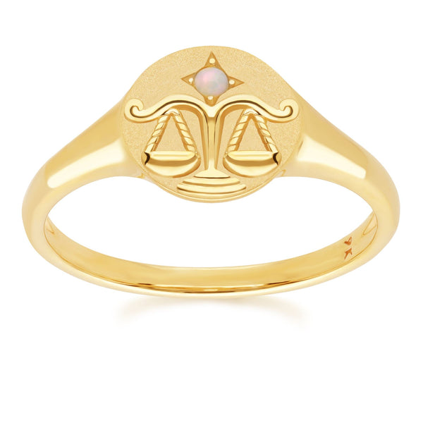 gemondo Zodiac Opal Libra Signet Ring In 9ct Yellow Gold