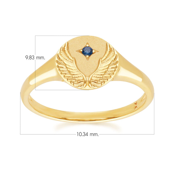 Gemondo Zodiac Sapphire Virgo Signet Ring In 9ct Yellow Gold