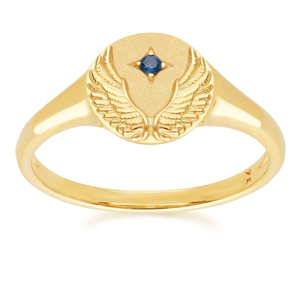 gemondo Zodiac Sapphire Virgo Signet Ring In 9ct Yellow Gold