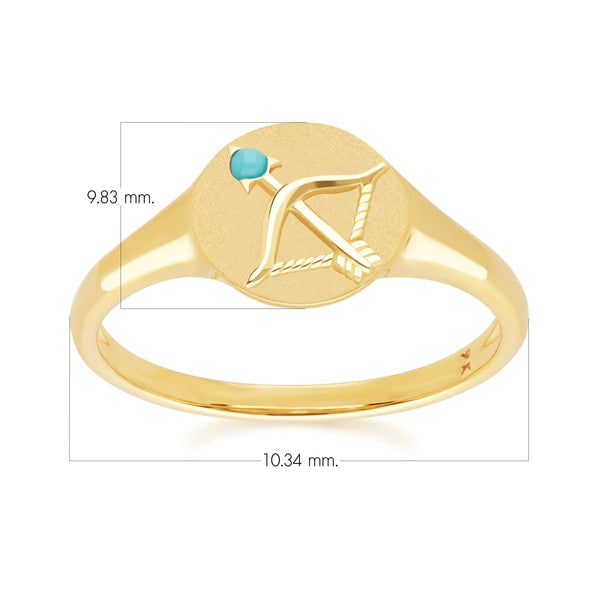 Gemondo Zodiac Turquoise Sagittarius Signet Ring In 9ct Yellow Gold