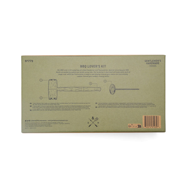 Gentlemen's Hardware "BBQ Lovers Kit" Meat Tenderizer & Thermometer