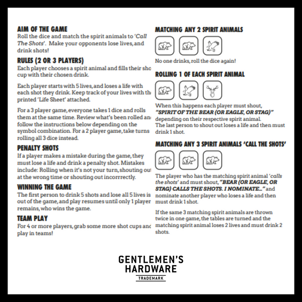 Gentlemen's Hardware Campfire Call The Shots Shot Cup And Dice Game