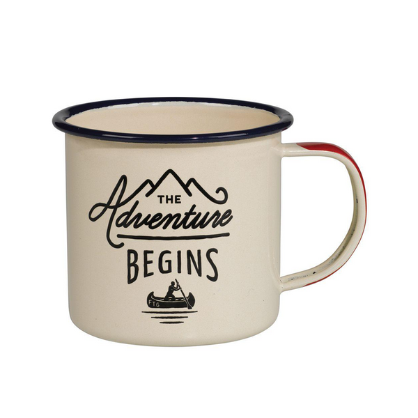 gentlemen's hardware Enamel Mug - Cream Adventure Begins 13.5 fl oz
